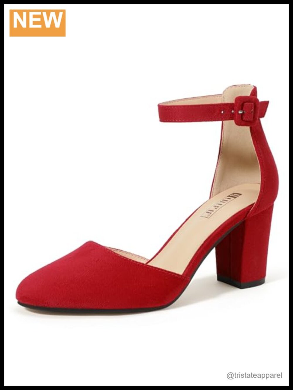 Women's Closed Toe Chunky Block Heel Pumps Ankle Strap Dress Heels